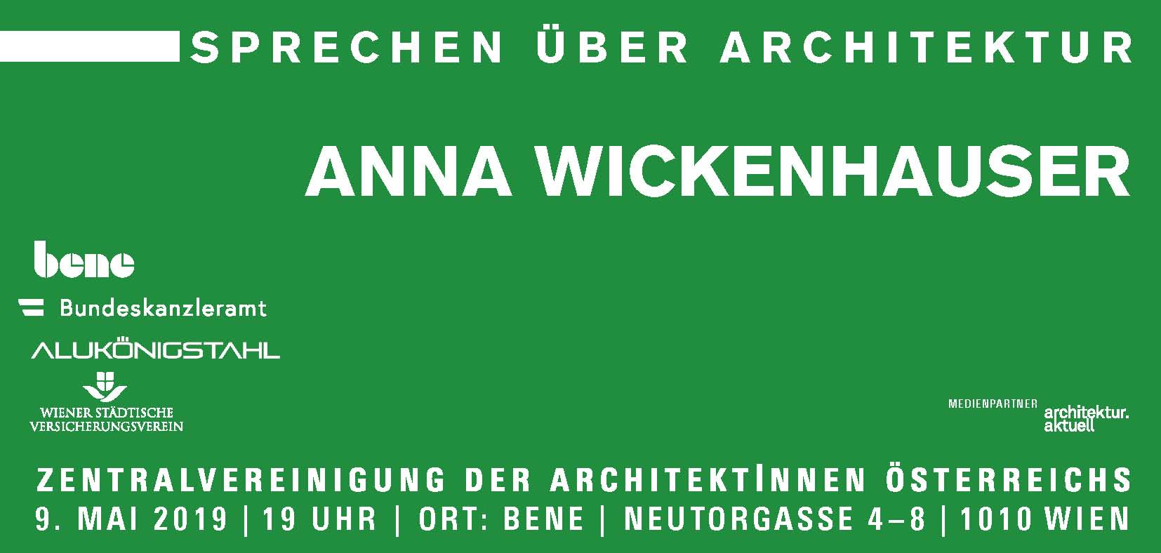 ANNA WICKENHAUSER Werkvortrag Zentralvereinigung Der Architekt