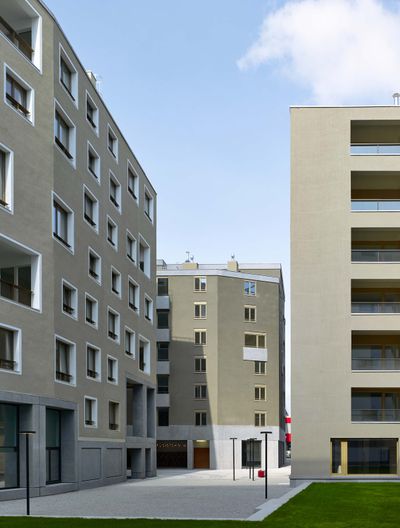 PaN Wohnpark "Interkulturelles Wohnen" – Bauherrschaft: Dir. DI Johann Gruber, Neues Leben Gemeinn. Bau- Wohn- und SiedlungsgmbH; Architektur: Architekt Werner Neuwirth mit Sergison Bates, London und von Ballmoos Krucker Architekten, Zürich; Freiraumplanung: DI Anna Detzlhofer, dnd landschaftsplanung zt kg