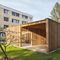 Pavillon Palliativstation Klagenfurt, Kärnten; Bauherr: Landeskrankenanstalten-Betriebsgesellschaft – KABEG; Architektur: FH Kärnten, Spittal an der Drau; Freiraumplanung: Elias Molitschnig mit Studierenden der FH Kärnten / Kooperation mit der Baumschule Fleischhacker, Klagenfurt
